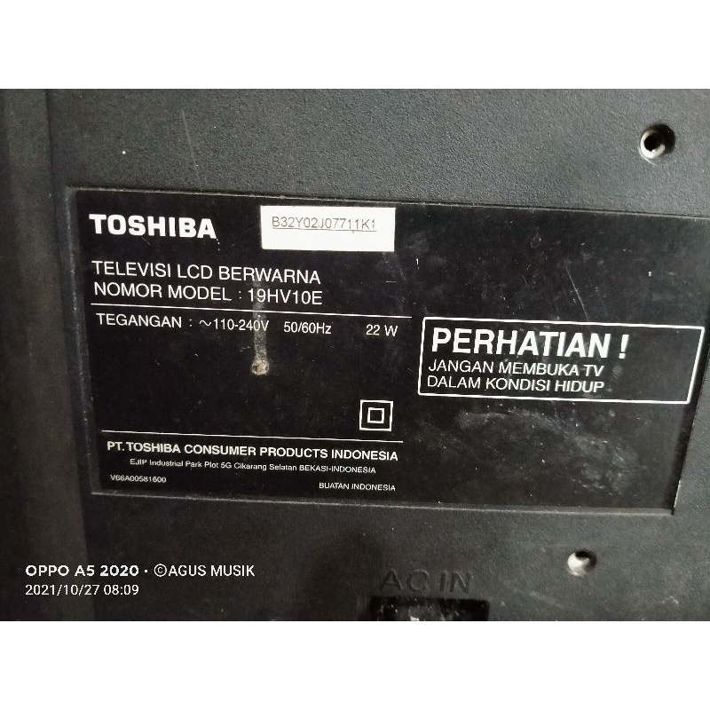 TV LCD TOSHIBA 19hv10e minus