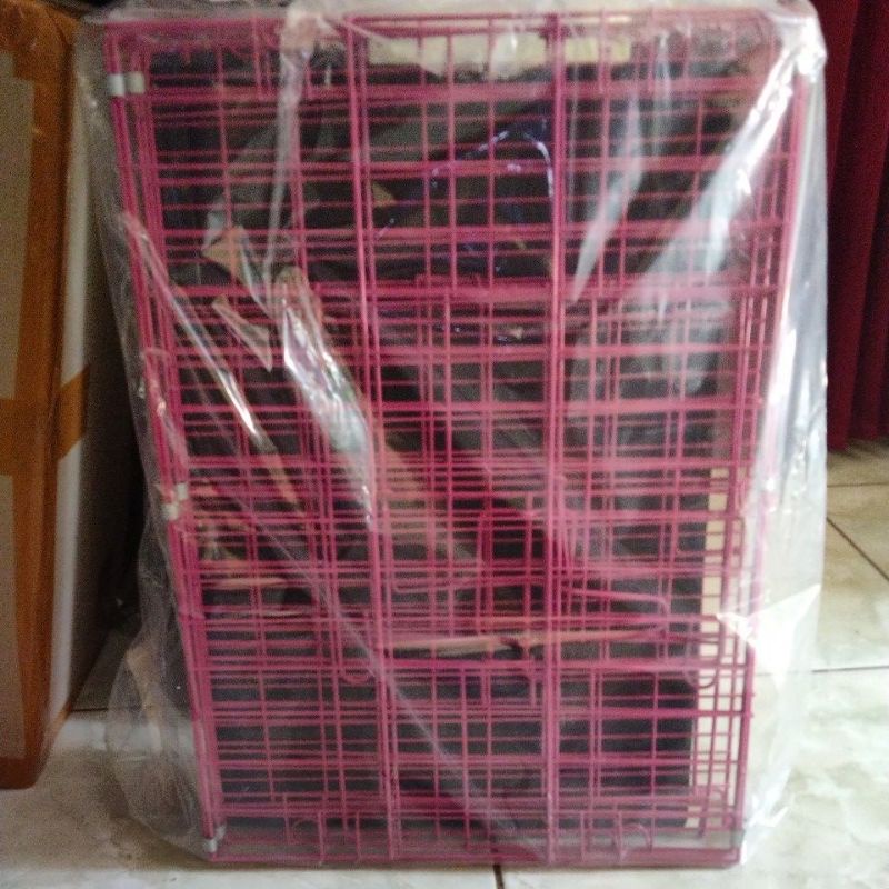 KANDANG LIPAT, UNTUK KUCING/KELINCI/MUSANG/HEWAN UKURAN M MEDIUM (47×35× 38)-Pink