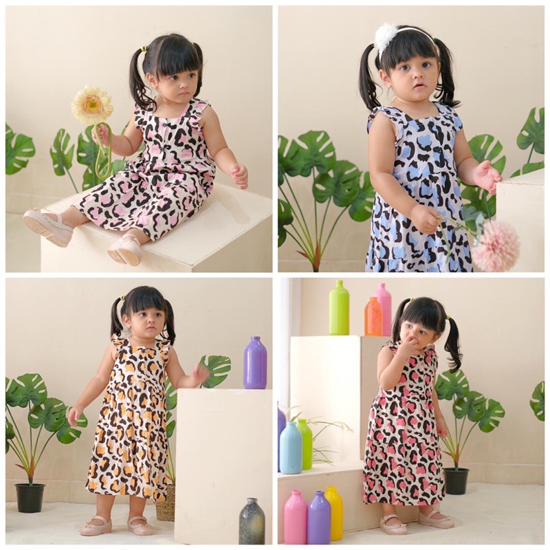 Ounadoutfit dress cow anak perempuan motif lucu nyaman / dress anak perempuan motif hewan / baju main anak perempuan / dress anak rayon motif