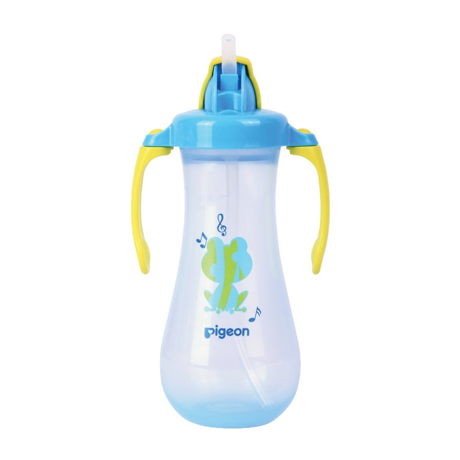 Pigeon Tall Straw Bottle Botol Minum Sedotan Bayi 9+ Bulan Blue Biru 300ml