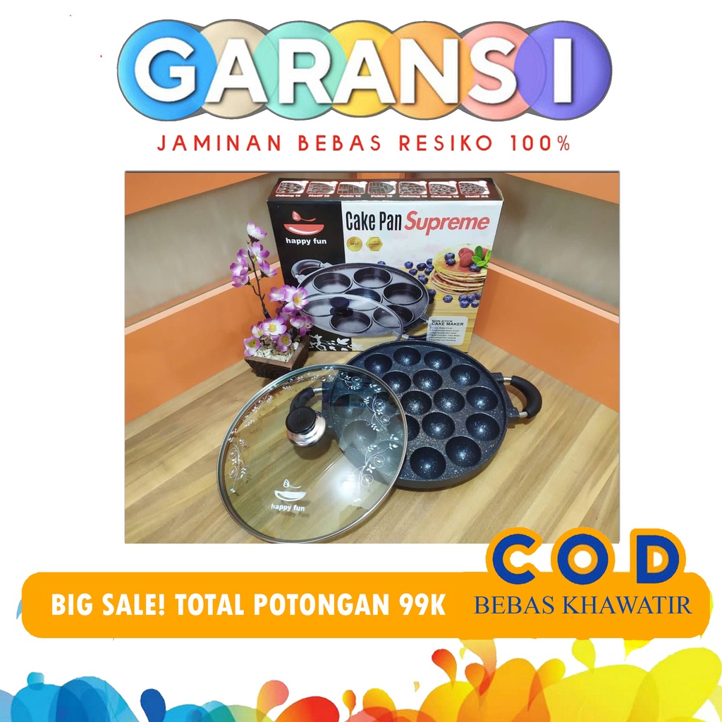 Happy Fun Cetakan Takoyaki 19 Lubang Teflon Anti Lengket