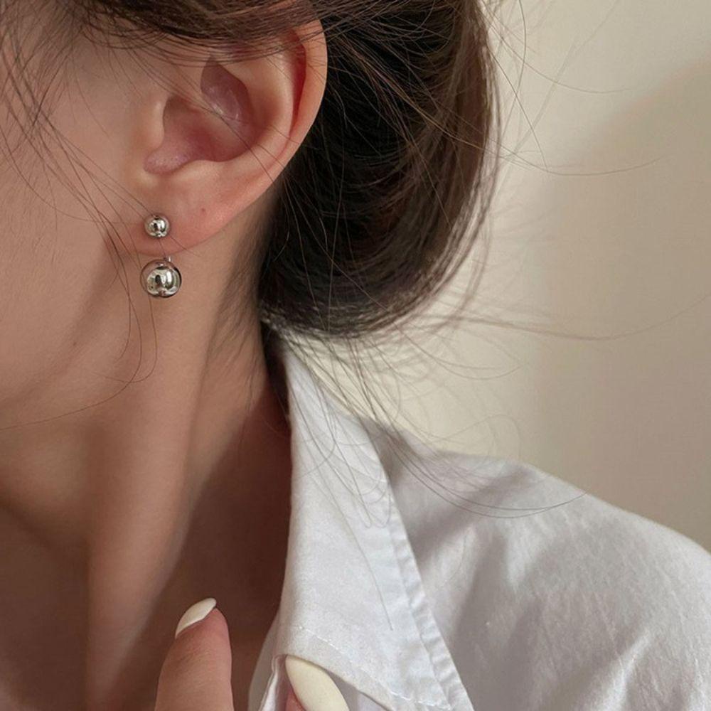 Agustinina Stud Earrings Lady Perhiasan Perempuan Sederhana Emas Perak Kepribadian Temperamen Anting Gaya Korea