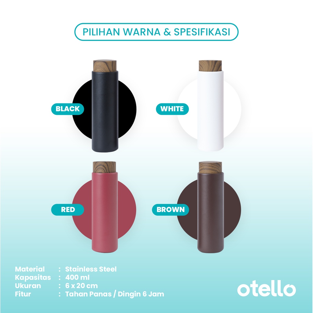 Otello - Custom Tumbler Alwood Botol Minum 400ml Tutup Kayu Grafir Tambler Tumblr  Wooden Premium Tamblr