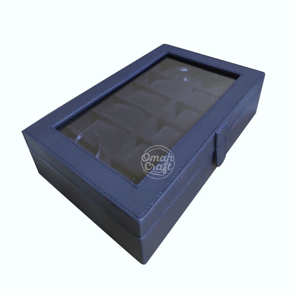 Tempat Jam Tangan isi 12 Warna Biru Dongker / Kotak Tempat Penyimpanan Jam Tangan / Watch Box