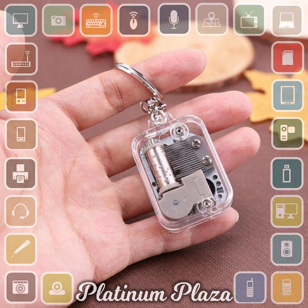 VKTECH Gantungan Kunci Kotak Musik DIY 18 Tones Mechanical Metal Music Box Keychain `2PFZJP-- Silver