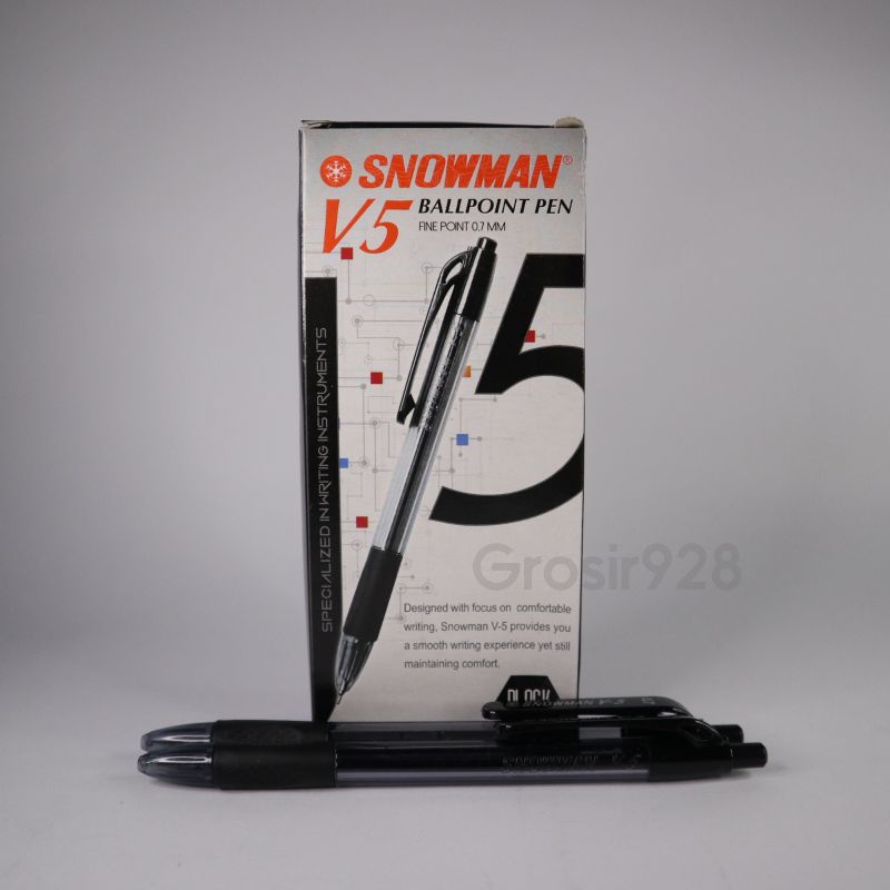 

(Per 12) Pulpen Snowman V5 / V-5 0.7mm (Hitam/Biru/Merah)