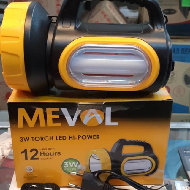 Senter led meval 3w senter tangan lampu emergency meval lampu penerangan darurat