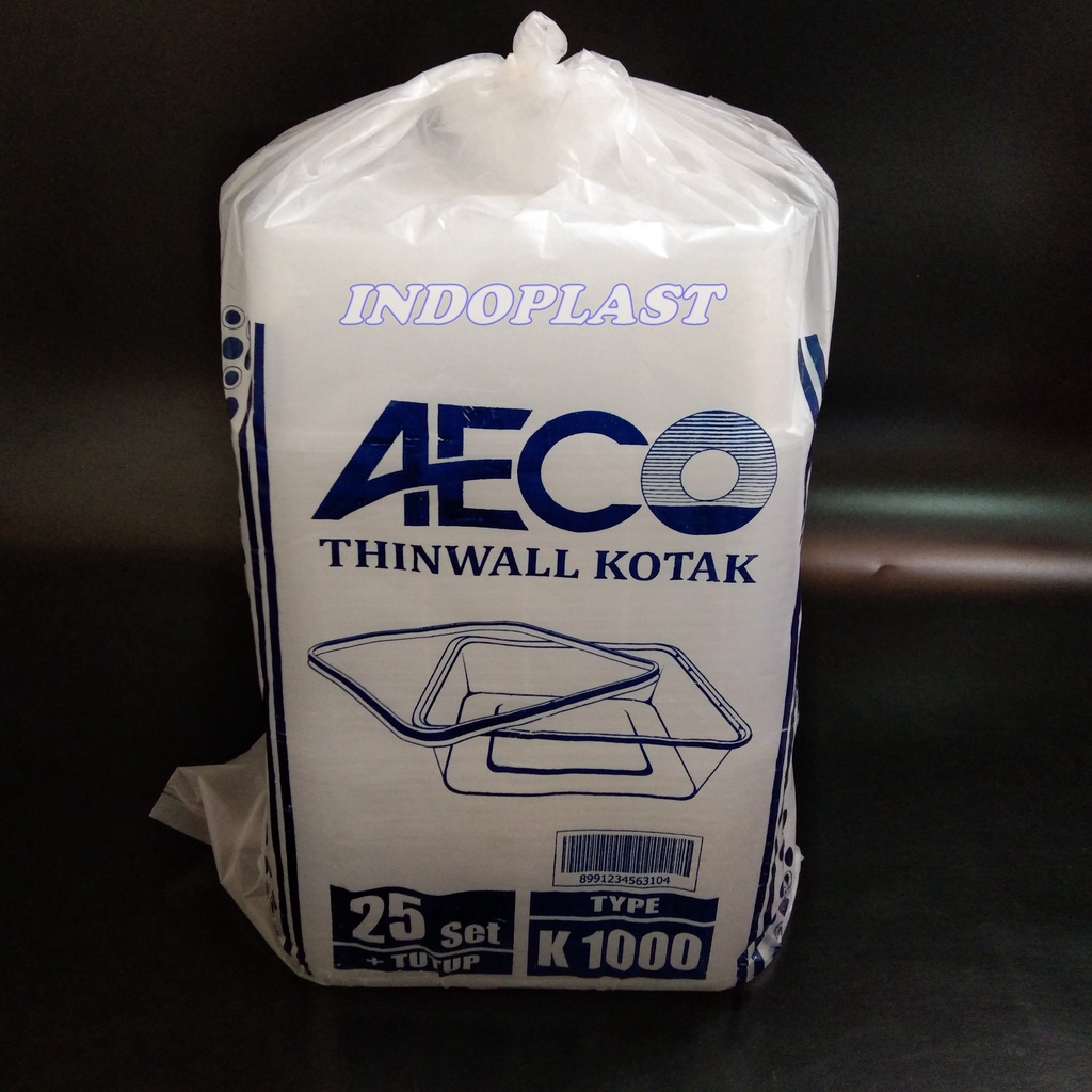 25PCS THINWALL AECO KOTAK 1000ML/KOTAK MAKAN PLASTIK