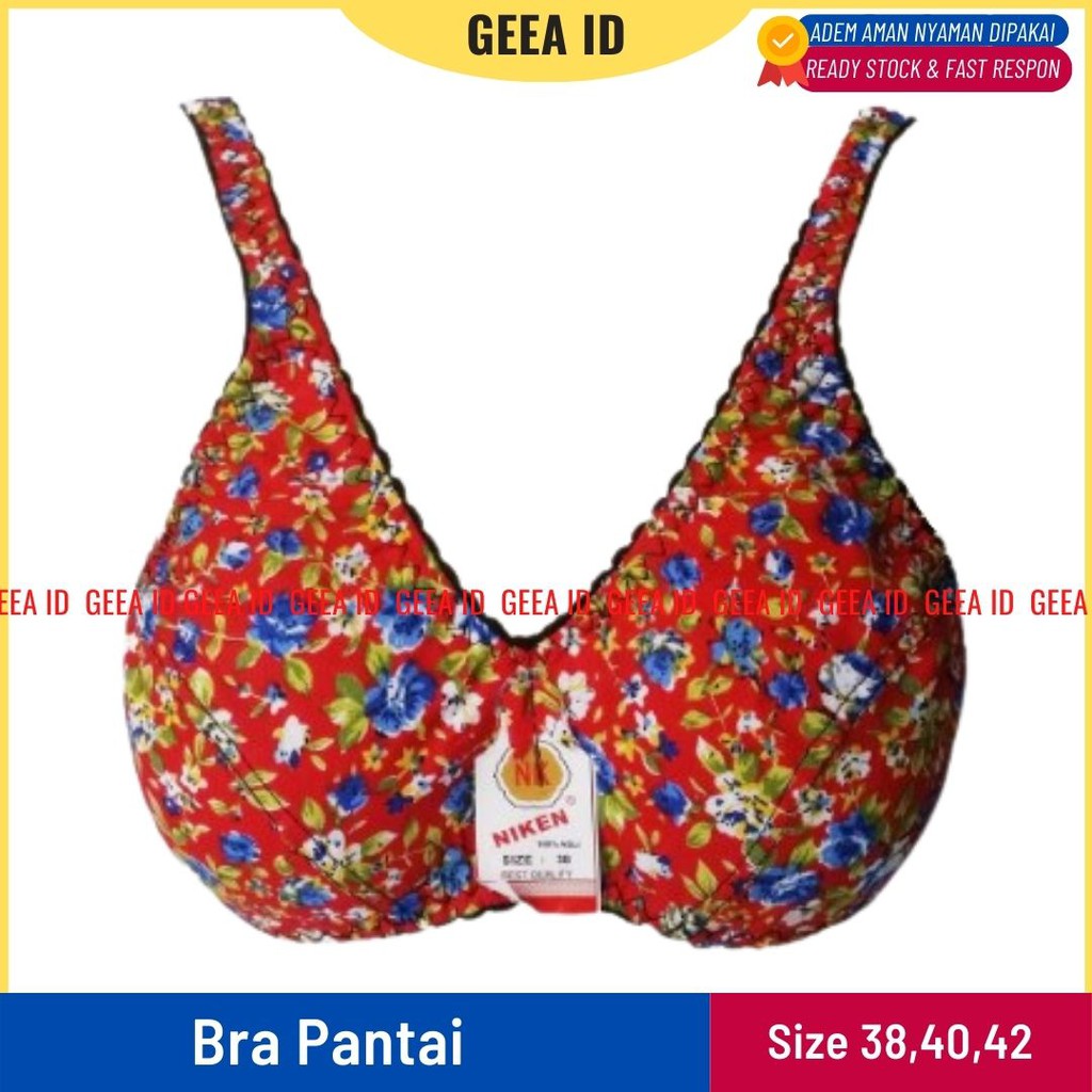 BRA PANTAI MOTIF BUNGA WANITA SIZE 38 40 42 - GEEA.ID