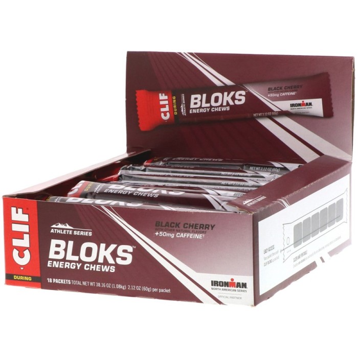 

Clif Bar Bloks Energy Chews Black Cherry Flavor + 50Mg Caffeine 18X60G