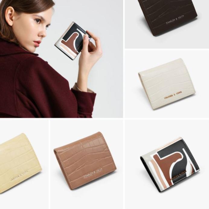 ۩ CHARLES & KEITH CROC-EFFECT SMALL WALLET 100% CK6-10701003 ☺