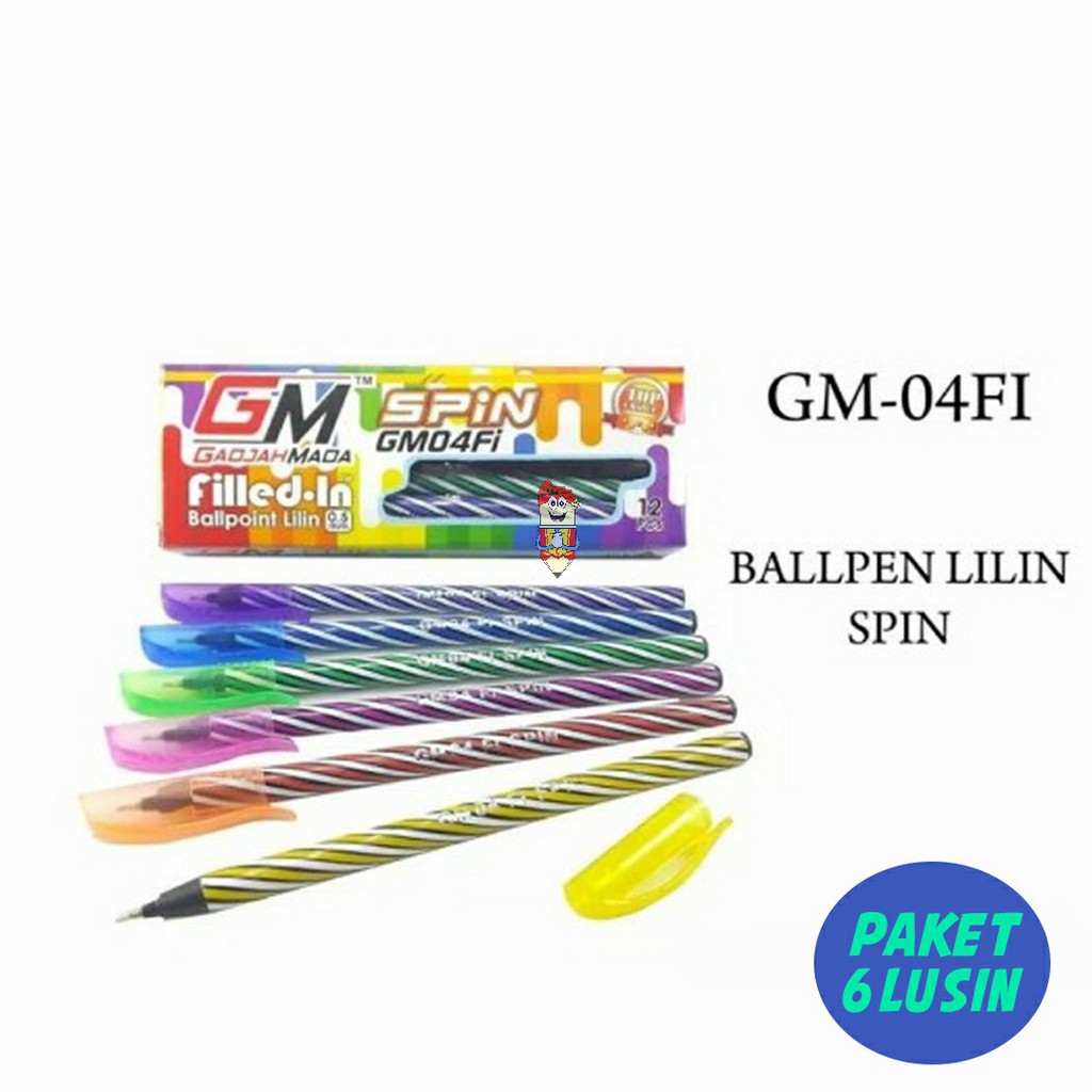 

PAKET 6 lusin Pulpen Lilin Ulir Spin GM-04Fi Gadjah Mada