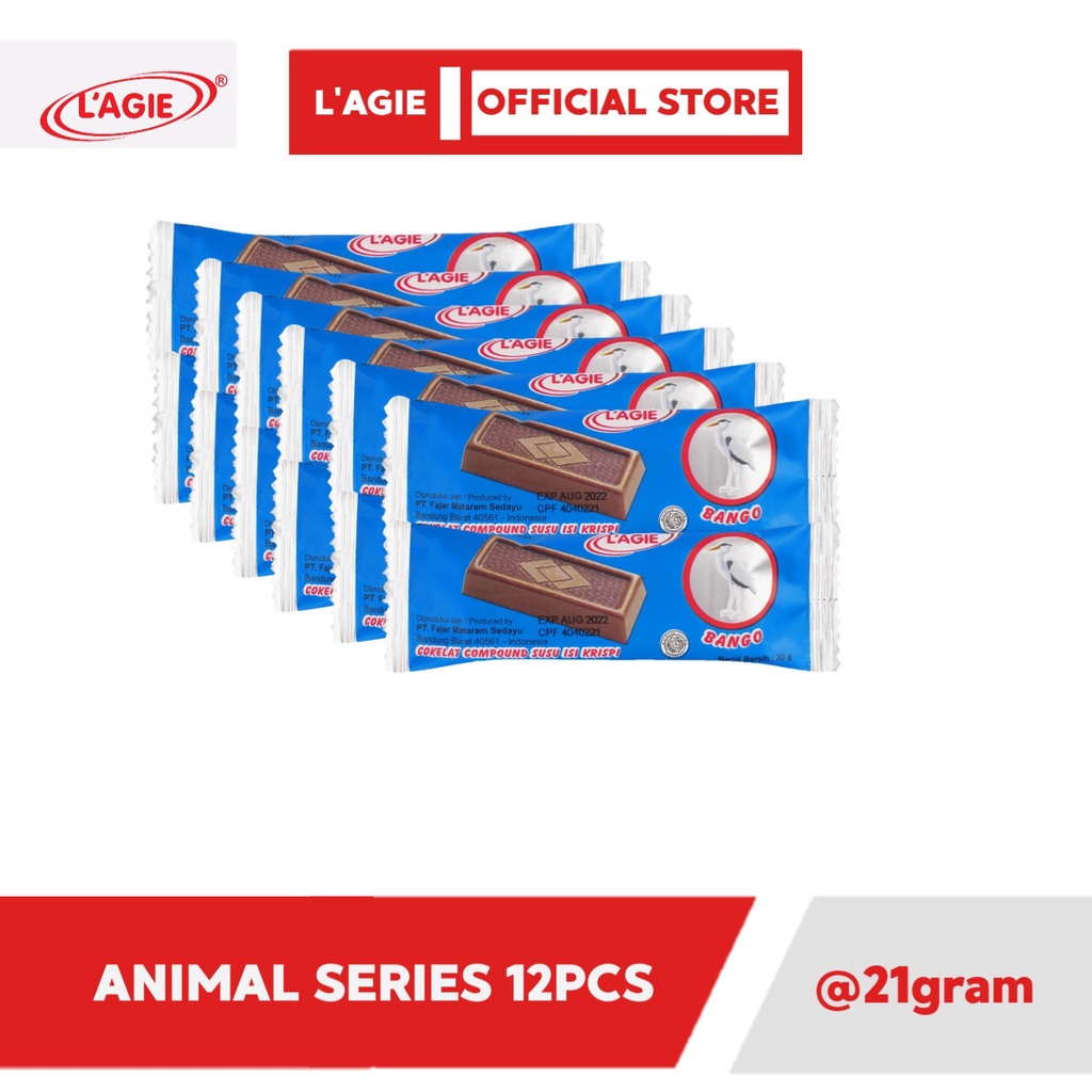 

Lagie Coklat Krispi Animal Series Bango 12pcs @20gr