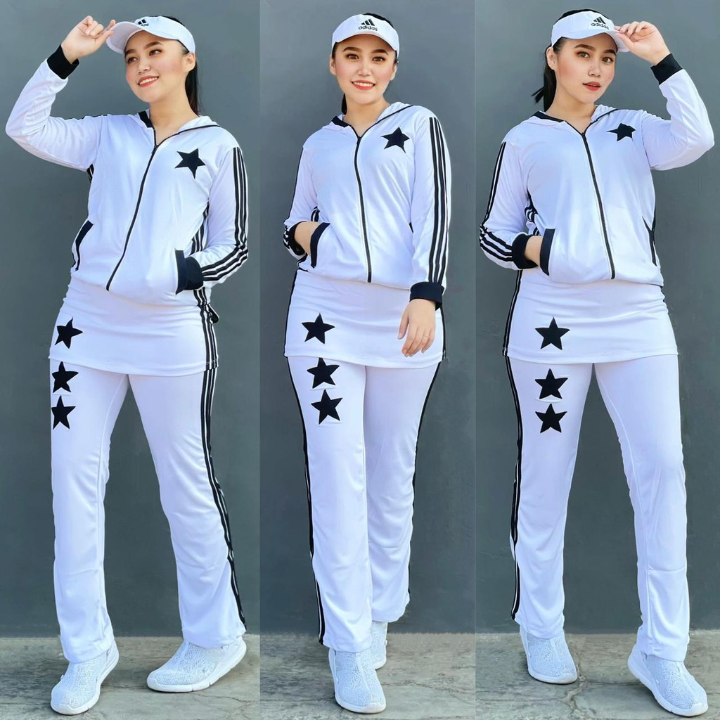Set Pakaian Olahraga Senam Gym Fitness Cycle Indoor Outdoor Rok Bintang Series 4