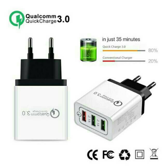 [COD] KEPALA ADAPTOR ADAPTER BATOK CHARGER QUALLCOMM UNIVERSAL 18W USB QUICK CHARGE 3.0 5V 3A QC3UB