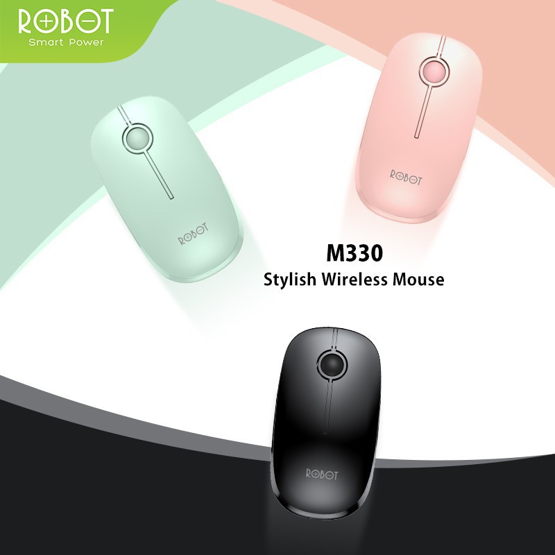 Mouse Wireless ROBOT M330 2.4GHz Silent Click Cherry Scroll Optical 1600DPI - Garansi Resmi 1 Tahun