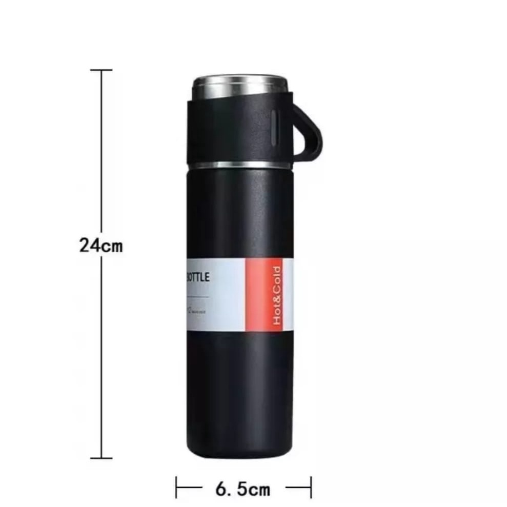 Termos Vaccum Flask Panas Dingin 500ML 1 Set Bonus 2 Gelas-Botol Minum 500ml Termos Vaccum Flask Thermos Vakum Bisnis Stainless 1 Set