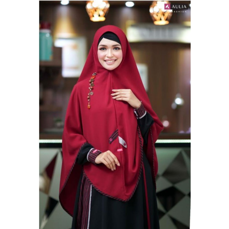 New - Set Gamis Aulia Fashion Sultan 5 Black Maroon