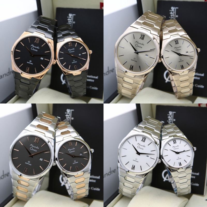 JAM TANGAN COUPLE ALEXANDRE CHRISTIE AC 8542 / AC8542 ORIGINAL HARGA SEPASANG