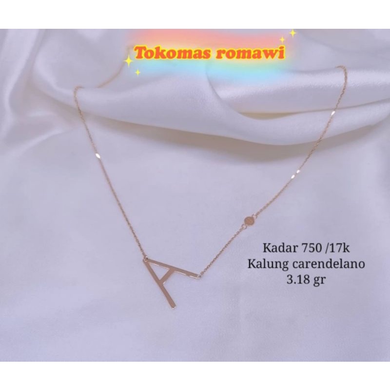 kalung huruf A emas asli kadar750%/17k-2.69gr