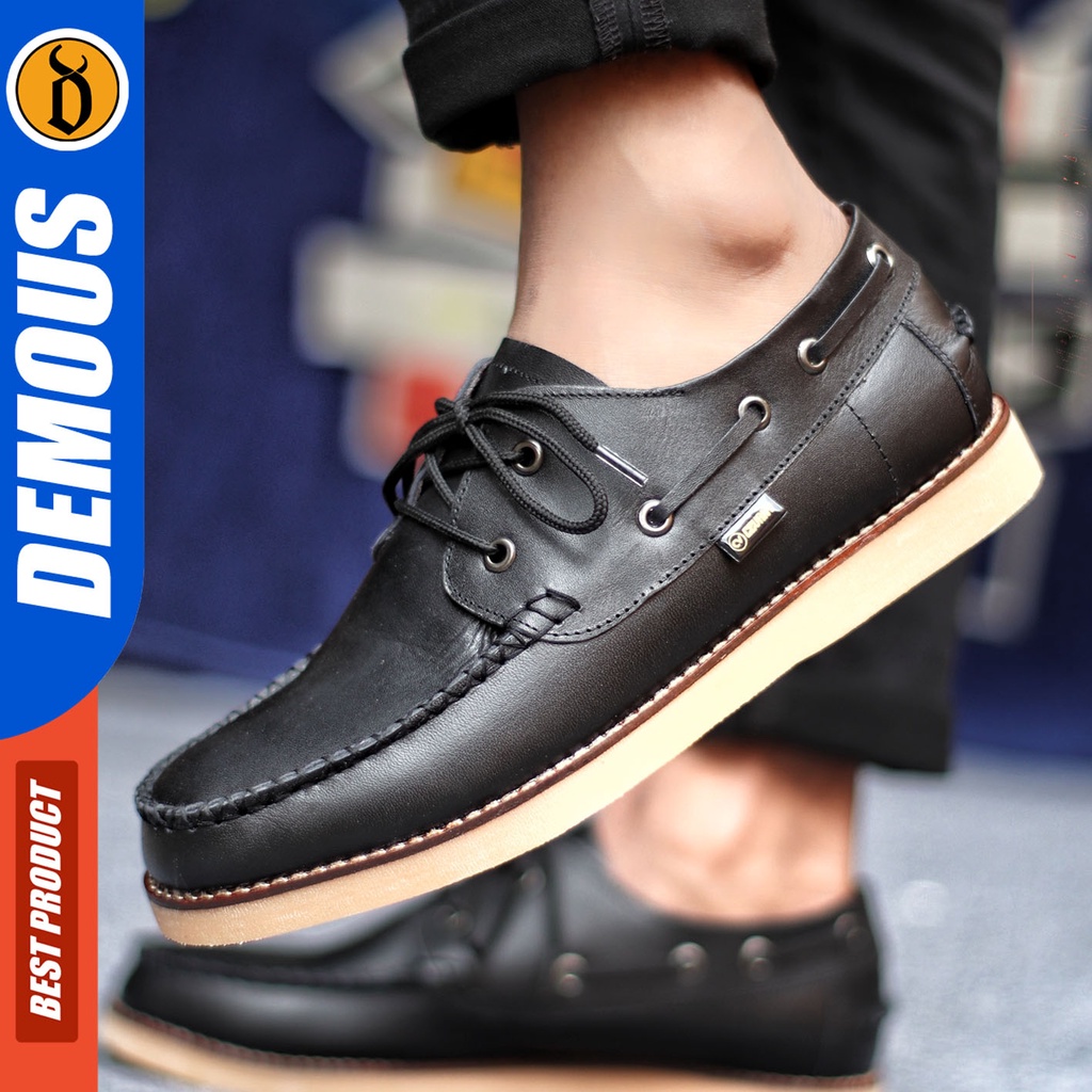 Sepatu Formal Pria Sepatu Casual Pria Kulit Asli  Tali Sepatu Pantofel Kerja Kantor Kuliah Kondangan Sepatu Hitam Pria DEMOUS DAVIS