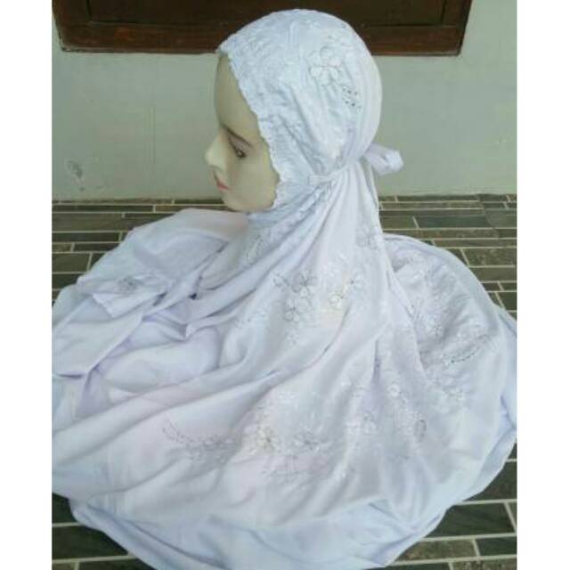 Mukena polino bordir putih