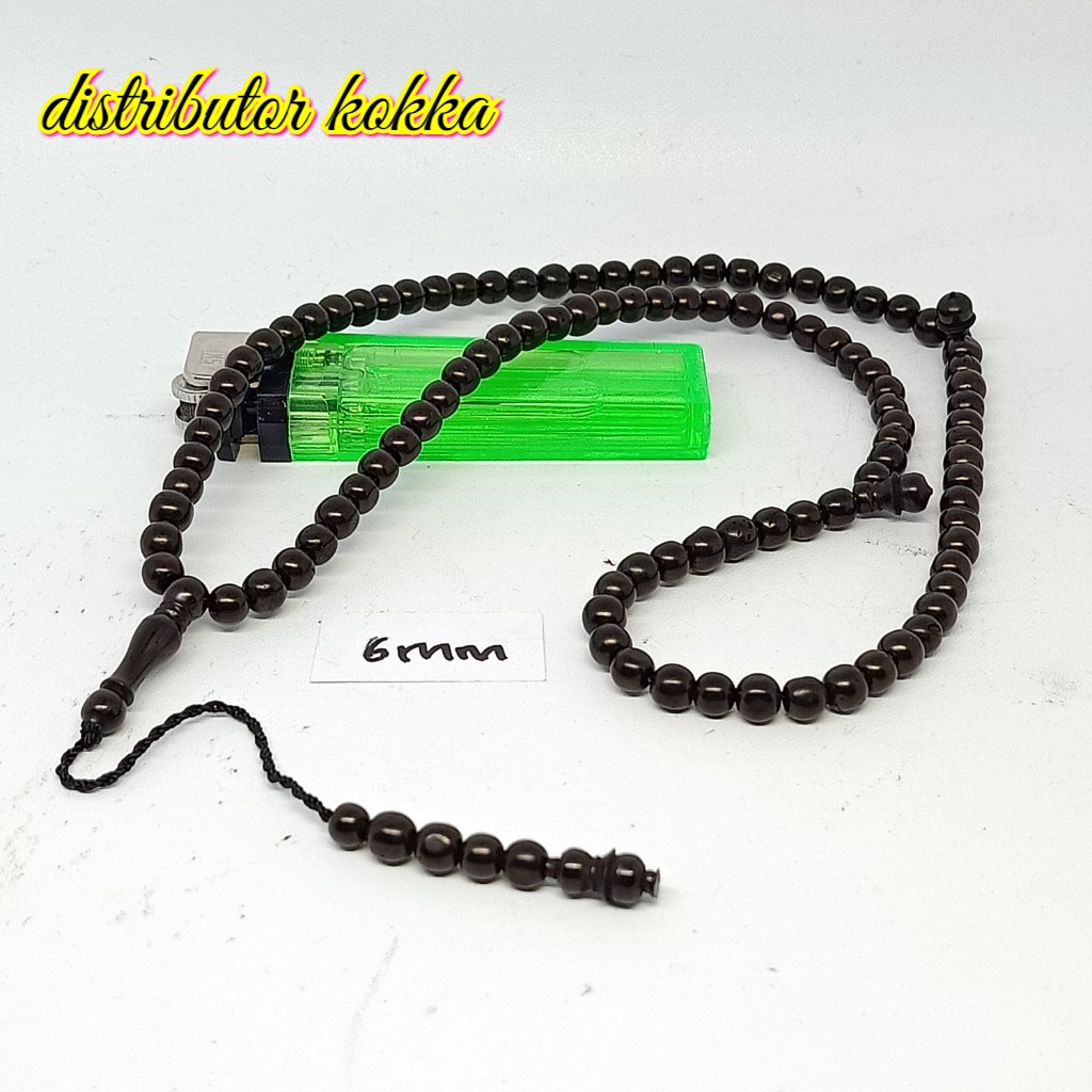 ( SUPER MURAH ) Tasbih Kokka kaukah kaokah fukakah koka bulat polos  6 mm hitam