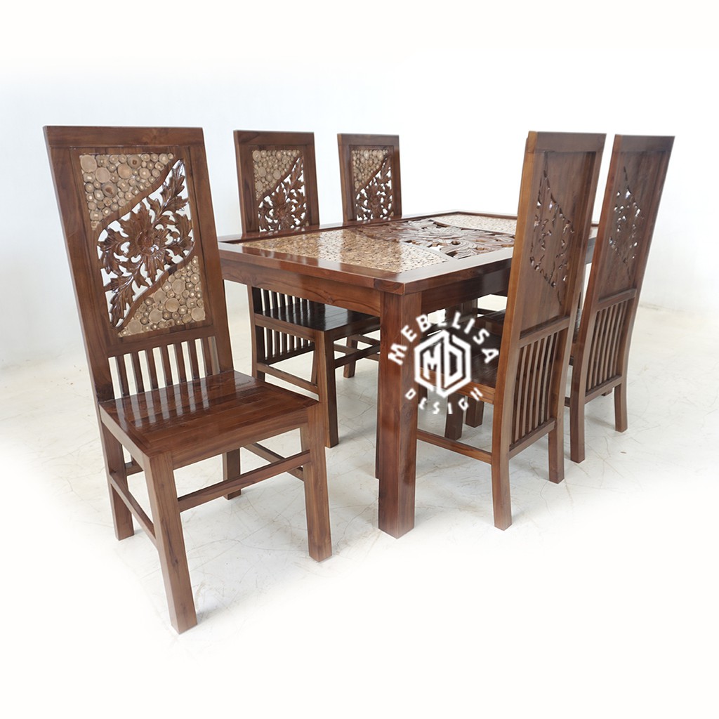 Kursi Meja Makan Set Jati, Meja Kursi Makan 6kursi