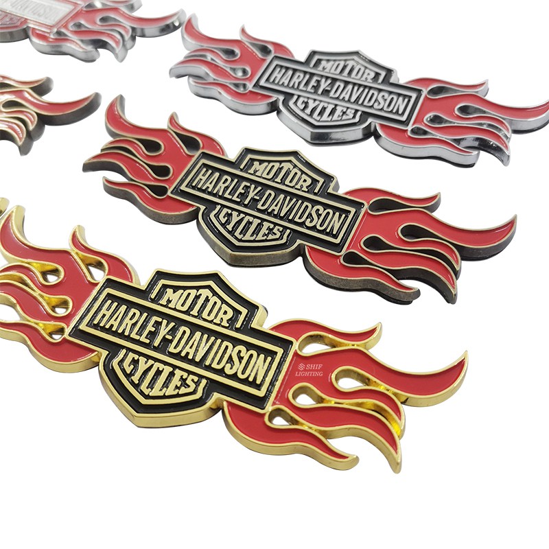 1 X Metal HARLEY DAVIDSON Motor Auto Bike Decorative Emblem Badge Sticker Decal Harley Fire