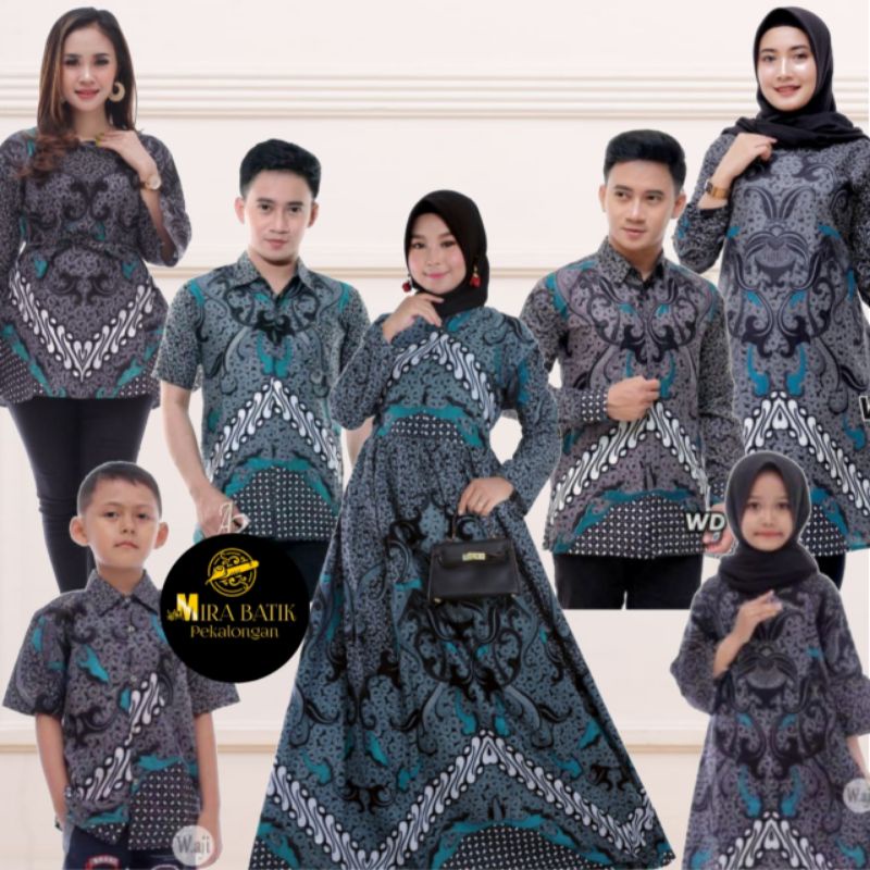 HANGGONO COUPLE ori najwa/ Couple batik / gamis batik couple Motif Dimensi Abu