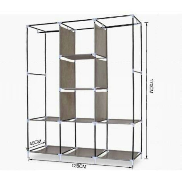 Lemari Pakaian Kain Portable Jumbo 88130 Lemari 3 Sekat serbaguna Lemari Baju anak kost lemari hemat tempat