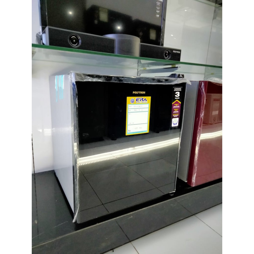 Kulkas Mini Kecil Polytron PRH 51 Merah dan Hitam Bergaransi resmi