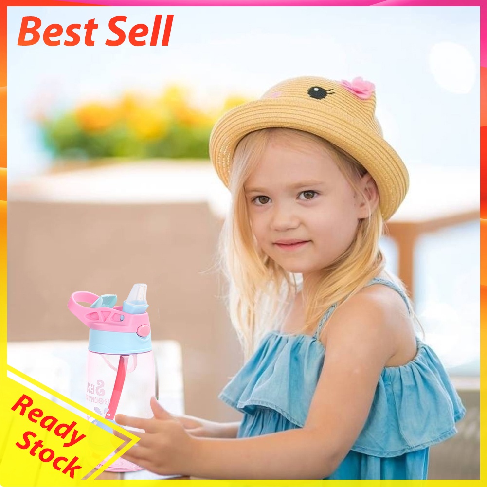 480ml Children Portable Cartoon Kettle w/ Leak-Proof Straw Sports Sippy Cup