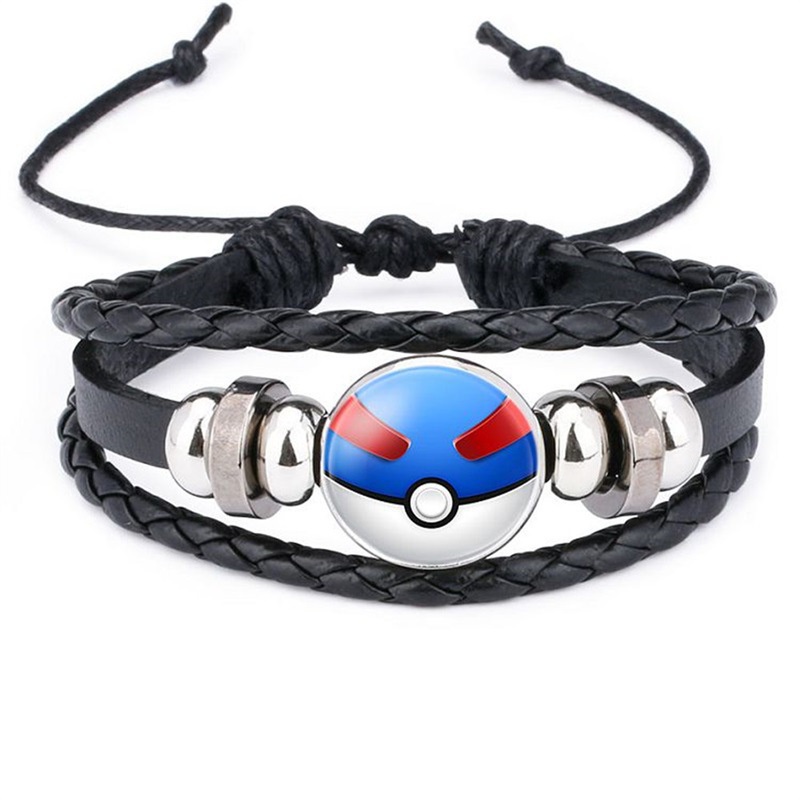 2022 Gelang Tangan Kulit Motif Anime Pokemon Ball Untuk Pria / Wanita / Anak