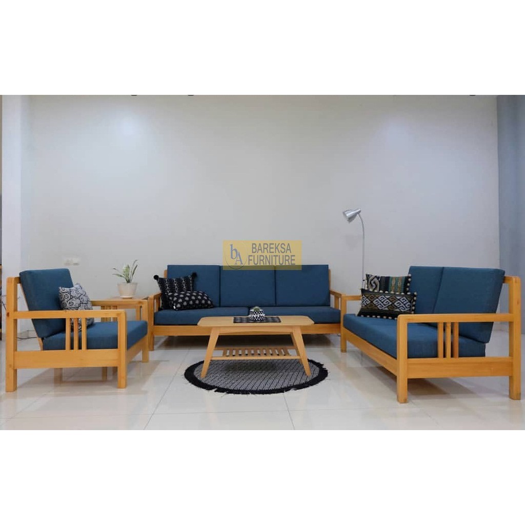 KURSI MINIMALIS JATI SET KURSI SOFA MURAH KURSI TAMU SOFA MINIMALIS TERLARIS SOFA RETRO A1