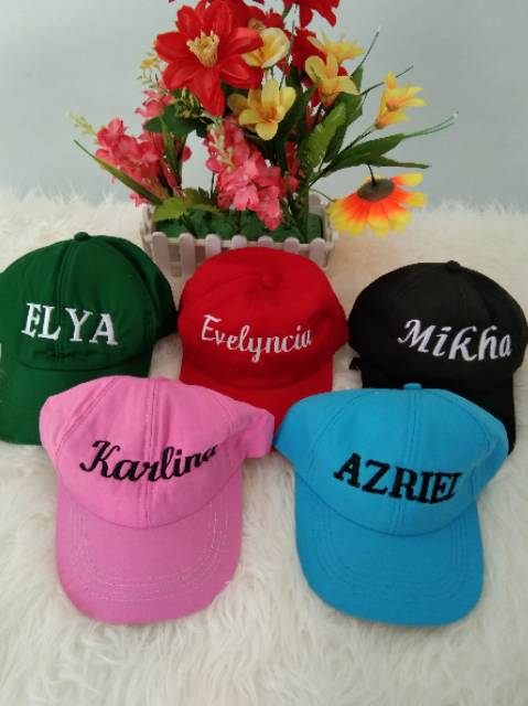 Buat Nama ditopi Anak/ Bikin Nama Suka Suka/ Topi Custom Anak Bahan Twill