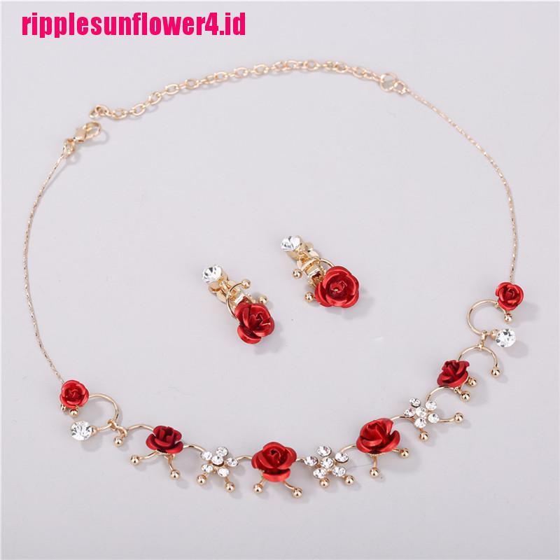 2pcs / set Kalung Dan Anting Klip Untuk Wanita