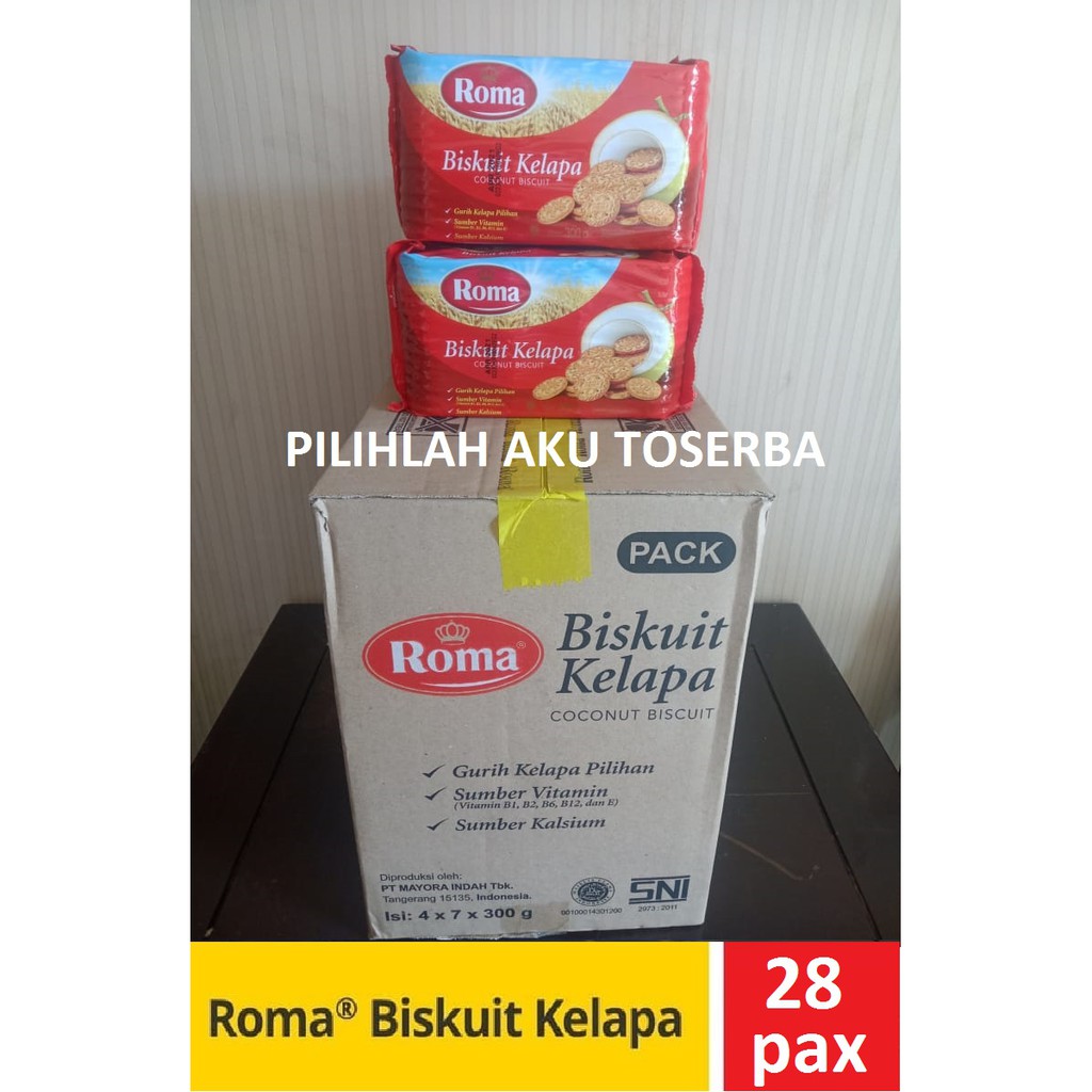 Biskuit Roma Kelapa 300 gram - 1 kardus isi 28 pax