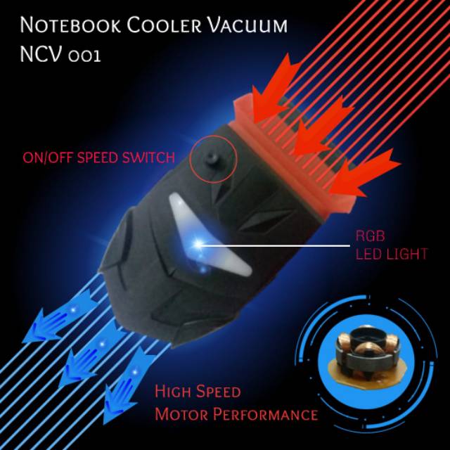 Quinton Cooling pad vacuum / kipas laptop vacuum / cooler fan vacuum NCV001 futuristik on/off speed control