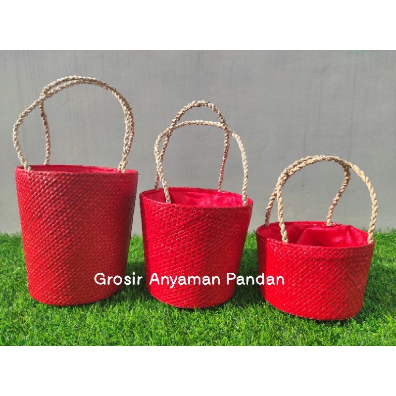 

RB Tas Pandan EMBER POLOS GG RARA Parcel Souvenir Unik Tas Hampers Natal Keranjang Parcel