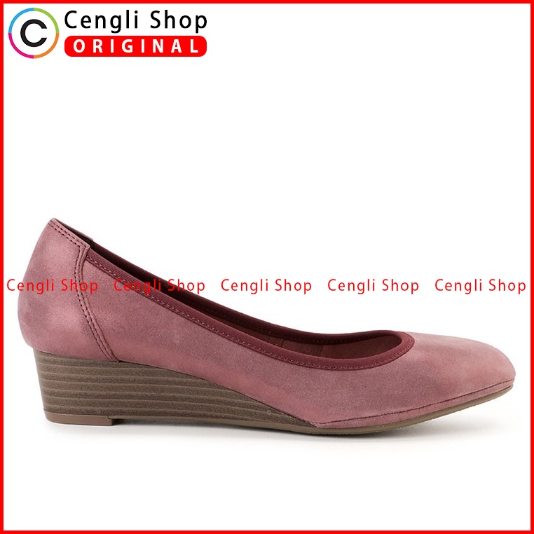 SEPATU WEDGES KULIT OBERMAIN WANITA ORIGINAL ASLI TERBARU MERAH OW04