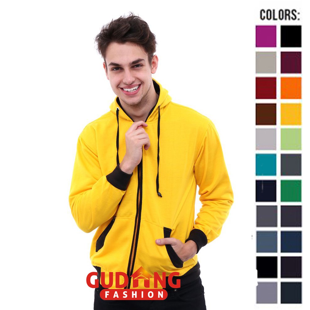 Jaket Polos Pria Fleece Model Topi Banyak Warna– JAK (COMB)