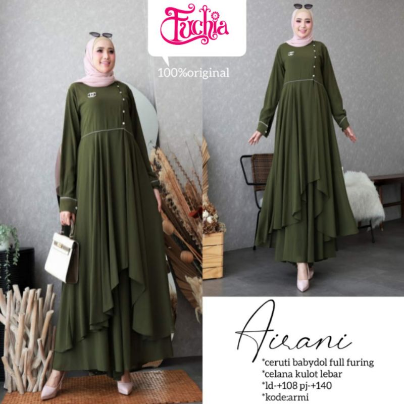 (BISA COD) AIRANI DRESS BY FUCHIA / GAMIS WANITA LD 108 PREMIUM