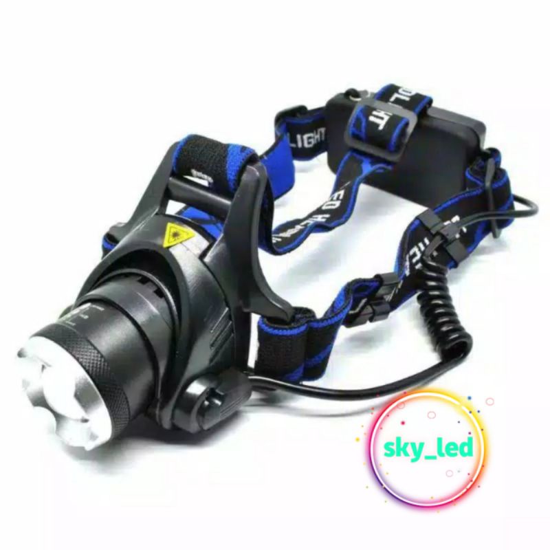 Senter Kepala LED Zoom Super Terang Headlamp LED Cree XML T6 (senter kepala+baterai+chas)   Waterproof Anti Air