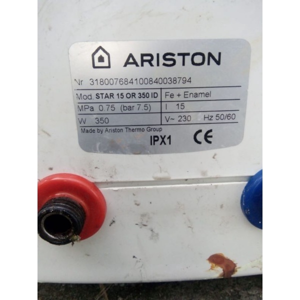 mesin water heater ariston star 15liter bekas