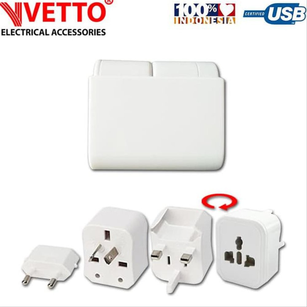 VETTO V8993 Universal Travel Adaptor Putih Terbaru