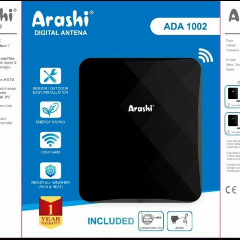 ARASHI ADA 1002 - Antena Tv Digital Indoor Outdoor Booster