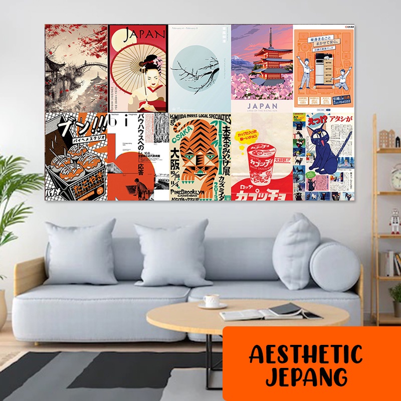 (10pcs poster) Poster Dinding Aesthetic JEPANG | Isi 10 Poster | Poster Aesthetic | Poster Band Retr