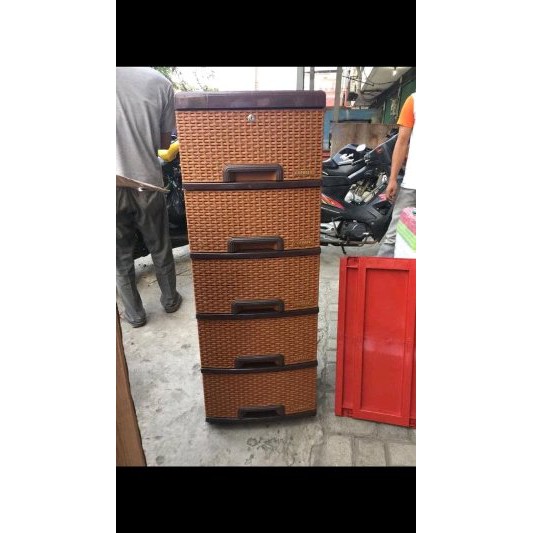 Lemari plastik   lemari laci rotan napolly SRS 5 coklat