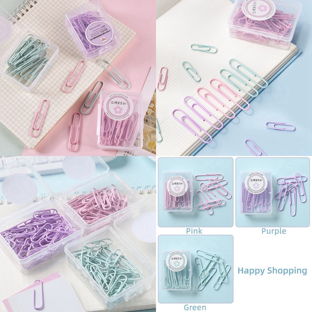 【COD Tangding】20 / 50pcs Klip Kertas Bahan Metal Warna Macaron Untuk Kantor